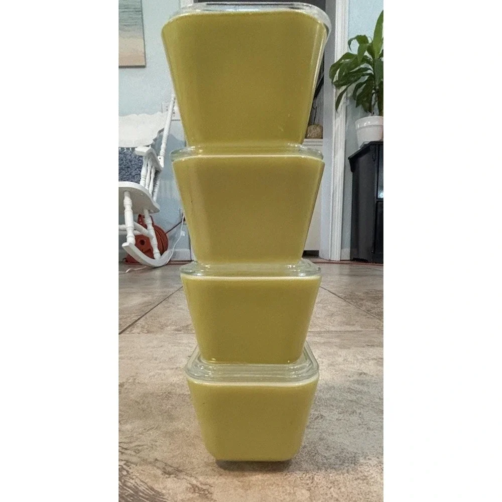Vintage Pyrex Verde Refrigerator Dish Set – Avocado Green Milk Glass MCM Kitchen